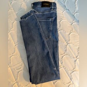 Express Dark Blue Women's Skinny High Rise Jeans, Raw Hem, Size 4R